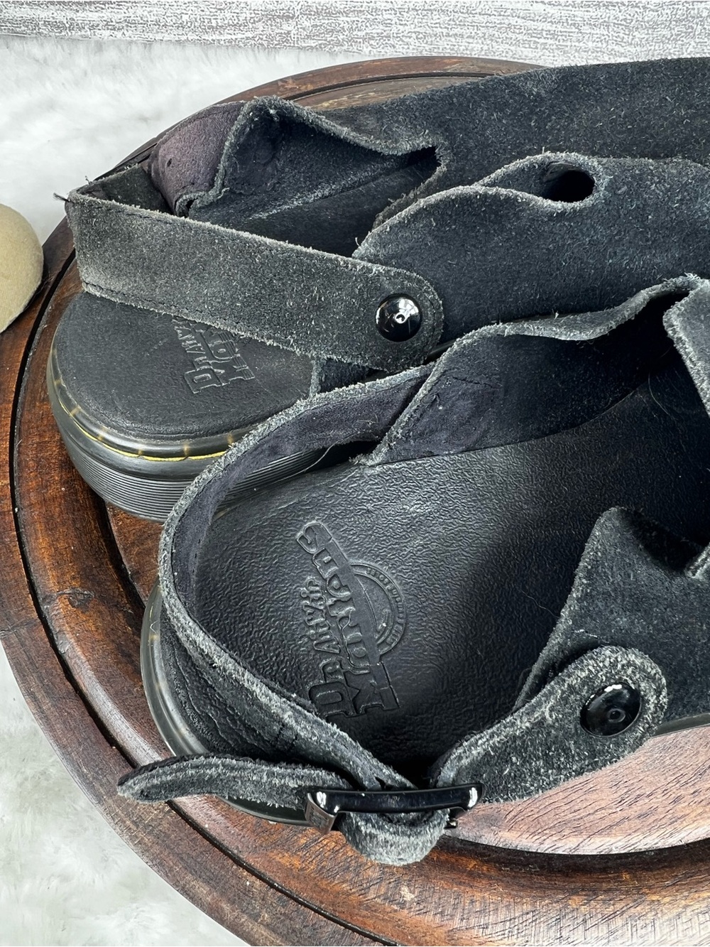 Dr. Martens Carlson Black Suede Slingback Mules Clogs Shoes Mens 7/ Women’s 8 - Picture 8 of 12